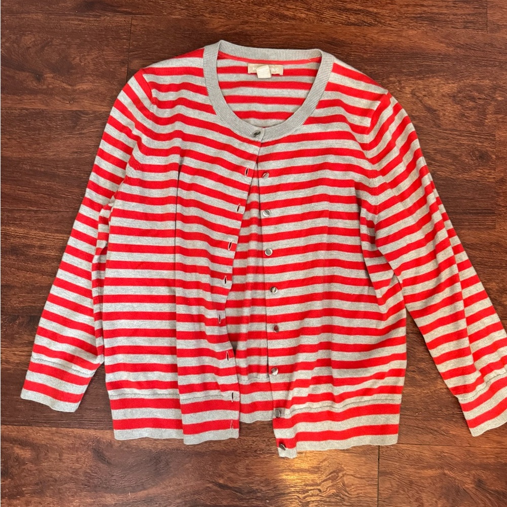 Banana Republic Red and Gray Striped Sweater